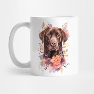 Pet Dog Portrait, Dog Owner Gift Idea, Cute Chocolate Lab Watercolor Dog Portrait Mug